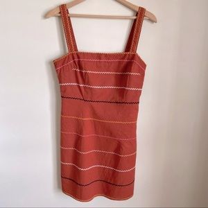 Forever21 orange stripes mini sleeveless cotton linen dress size medium